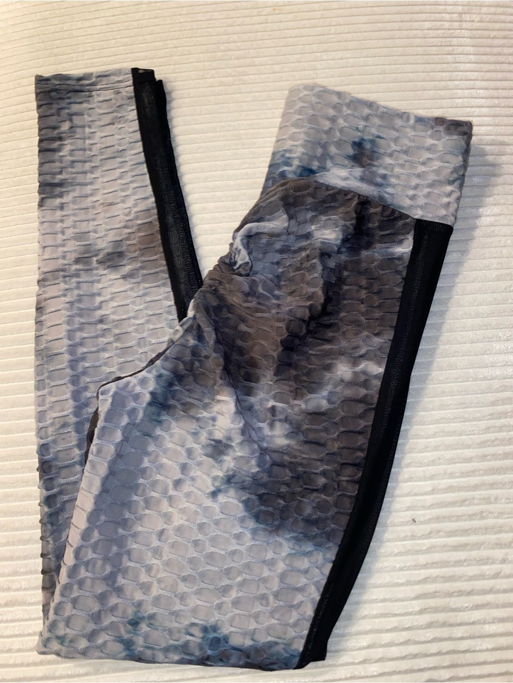 Gray Tie-Dye Textured Leggings